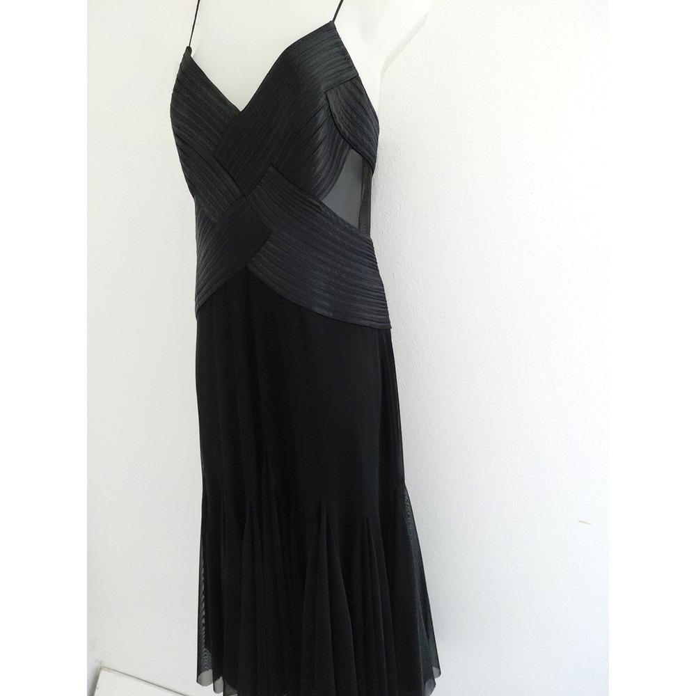 Evening Bandage‎ Corset Dress SMALL Black Mesh Flair Vampire Fairygoth VTG Sheer - Picture 3 of 16